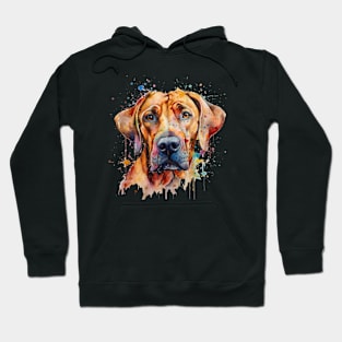 Rhodesian Ridgeback Bright Watercolor Painting Hoodie